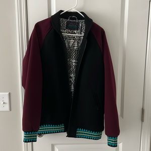 MISHKA Mens Black Empire Varsity Jacket Size Large